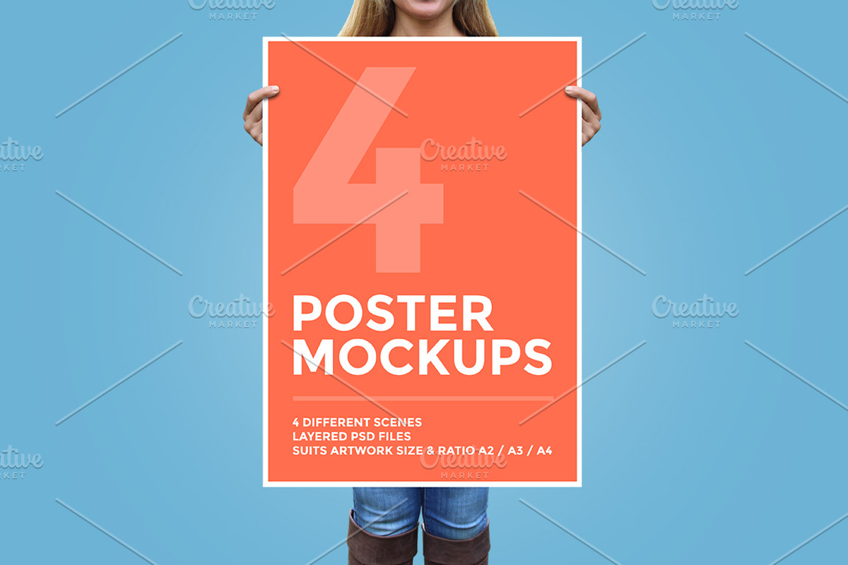 4 Poster Mockup Bundle, a Print Template by Craig Barber (Photo 1 of 5)