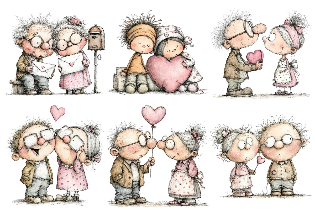 Old Couple Valentine Day Clipart, an Illustration by Pixels.Craft (Photo 5 of 5)