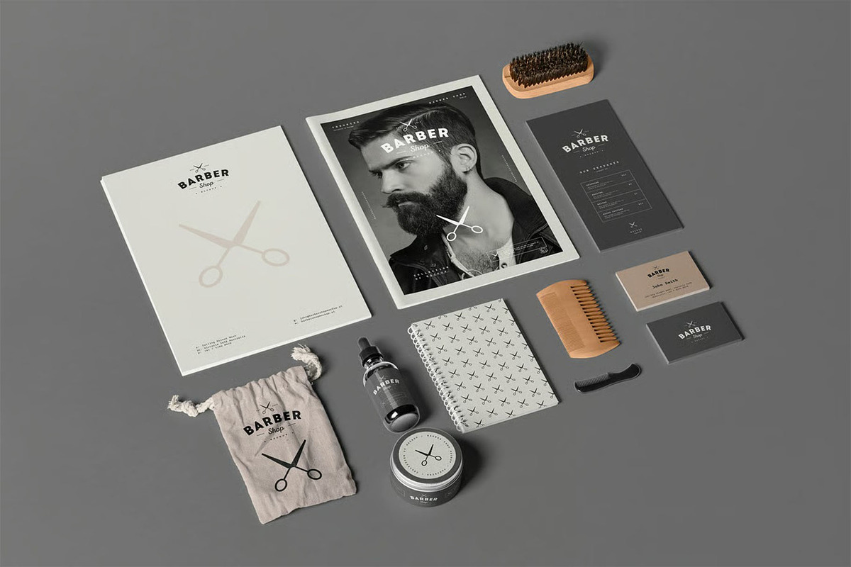 Barber Shop Branding Mock-up, a Product Mockup by zippypixelstudio (Photo 5 of 11)