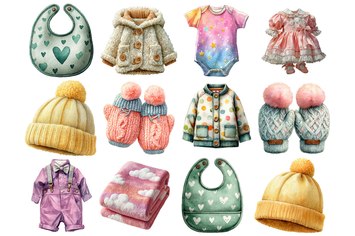 Watercolor Baby Clothes Clipart, a Graphic by CitraGraphics (Photo 2 of 4)