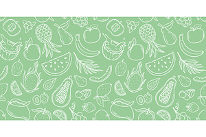 Berries and fruits in doodle sketch, a Food Illustration by Tati_Kli