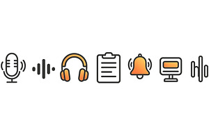 Various audio elements and icons, a Technology Illustration by ZinetroN