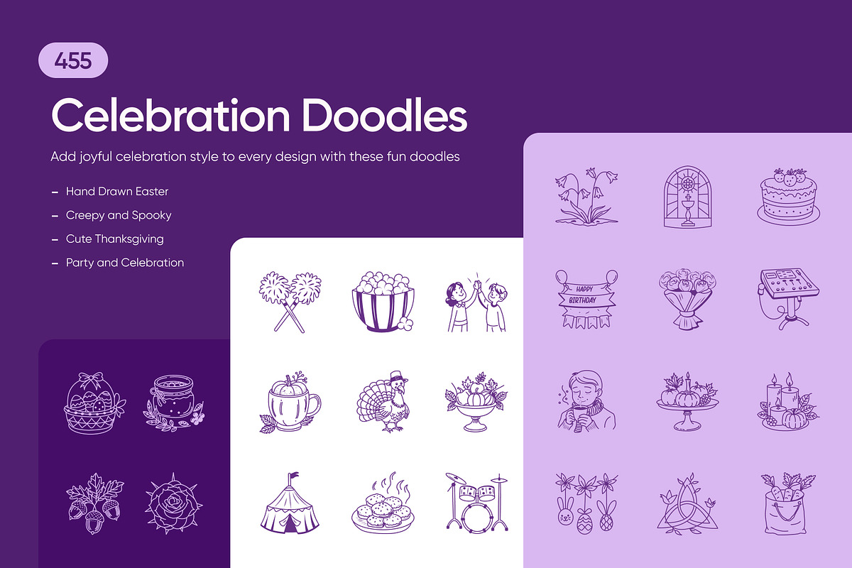 455 Celebration Doodles, an Outline Icon by Brickclay (Photo 1 of 14)