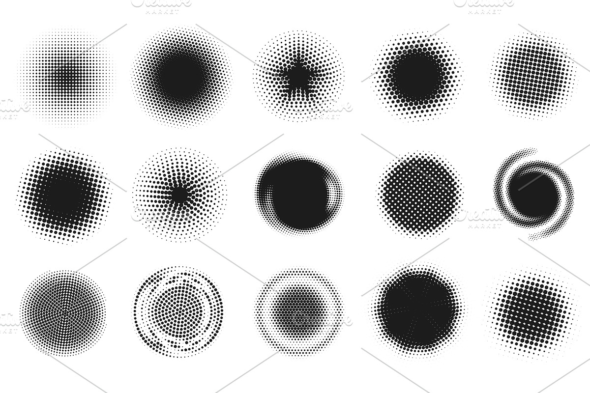 Halftone circles. Abstract dotted, an Object Illustration by winwin.art