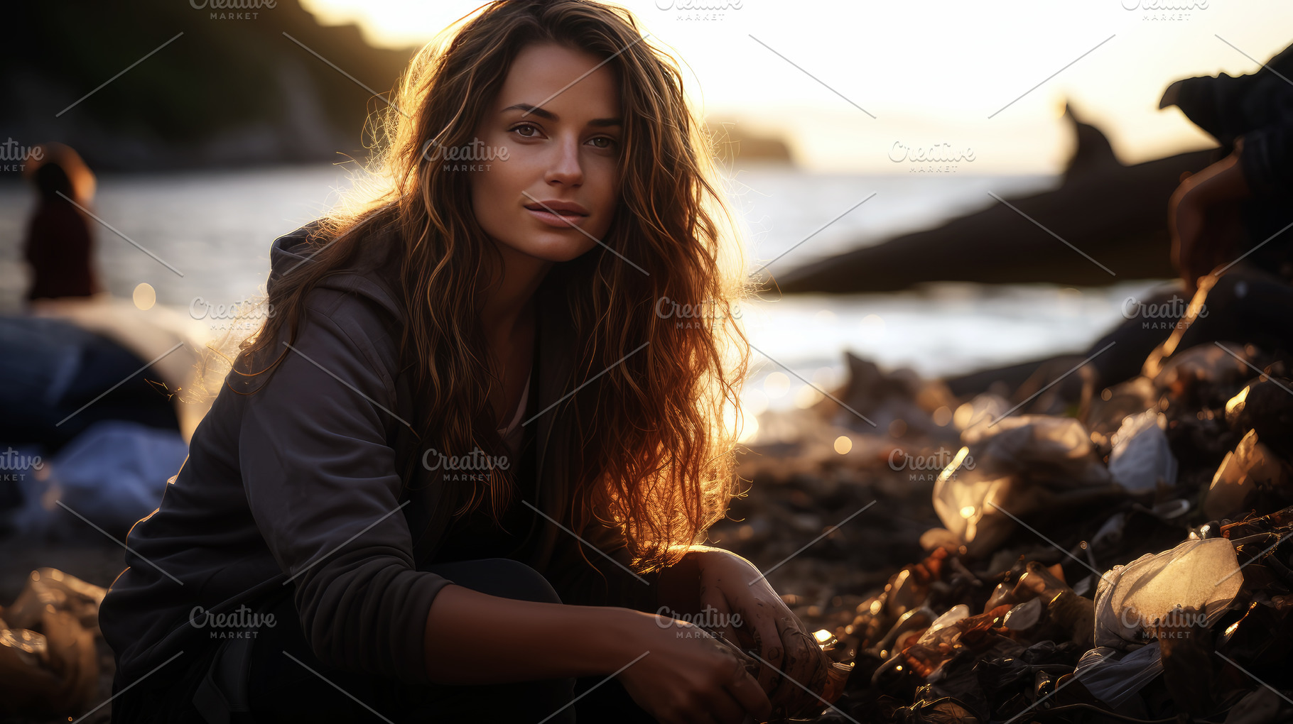 Young volunteer cleaning beach at su, a Person Photo by Perpis