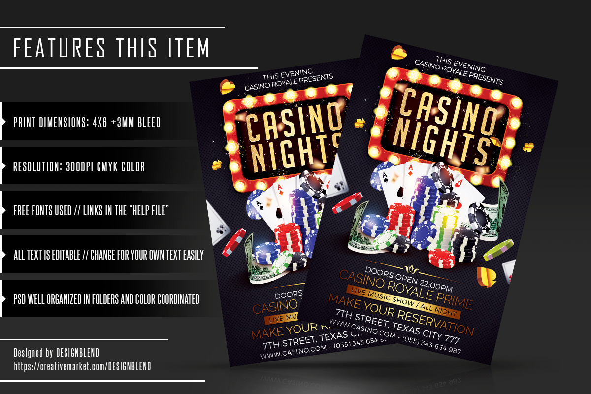 Casino Night Flyer Template PSD, a Flyer Template by designblends@gmail.com (Photo 2 of 3)