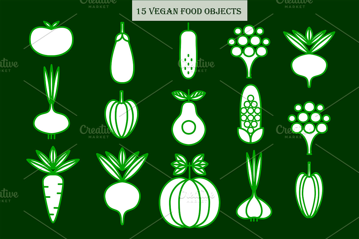 Vegan Food | Patterns and more, a Food Illustration by Retro Graphic Box (Photo 7 of 9)