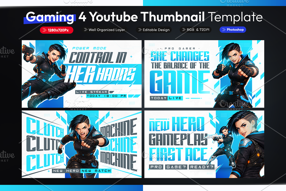 Gaming YouTube Thumbnail Pack, a Social Media Template by OnurDemircan (Photo 1 of 6)