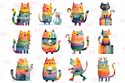 Rainbow Christmas Cat Clipart, an Illustration by Markicha Art (Thumbnail 5 of 6)