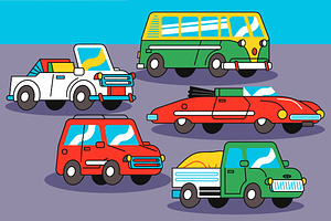 Blue Flat Cars Illustration, a Technology Illustration by graphicook