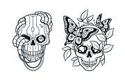 Horror vintage skull tattoo art set, a Decorative Illustration by Good Studio (Thumbnail 10 of 16)