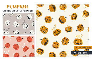 Pumpkin vector pattern - Halloween