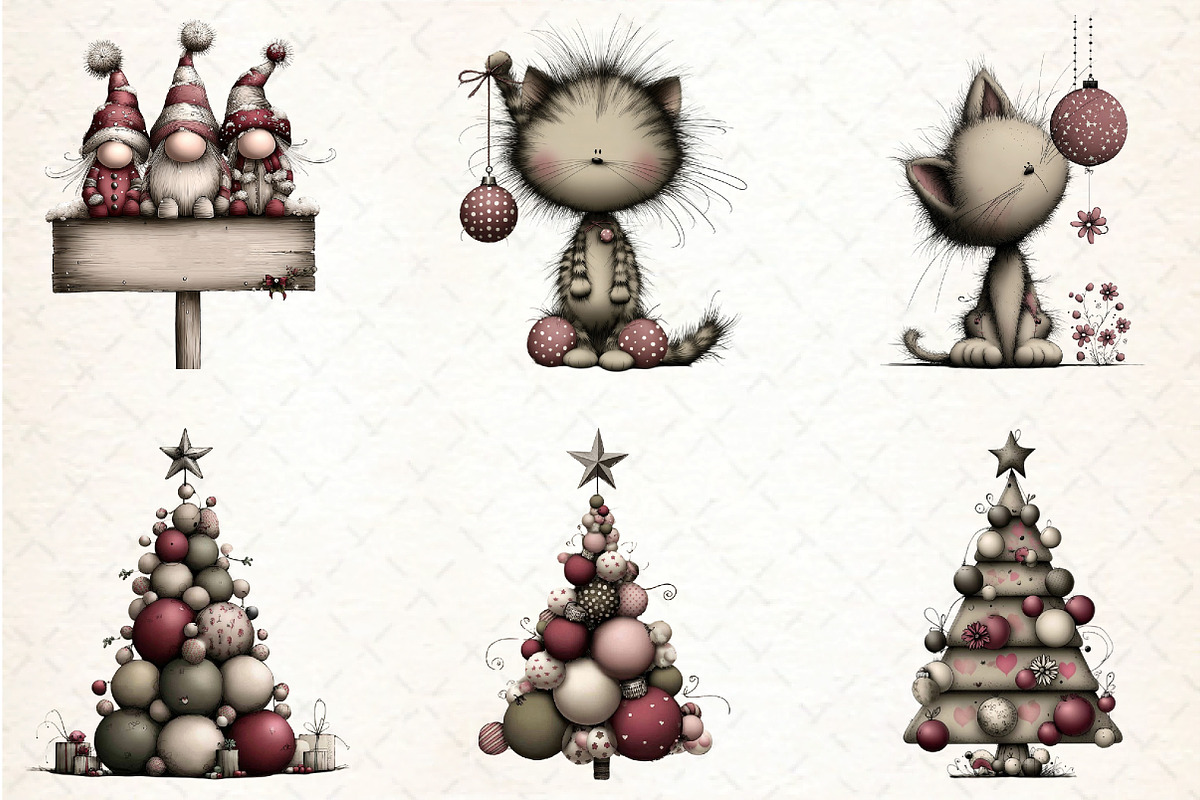 Whimsical Christmas Clipart Bundle, an Illustration by DreamCafeArt (Photo 2 of 8)