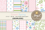 Spring Summer SEAMLESS Digital Paper, a Pattern Graphic by JennyL Designs (Thumbnail 1 of 4)