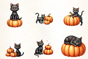 Black Cat with Pumpkin Clipart, an Illustration by CrexoraLab (Thumbnail 3 of 5)