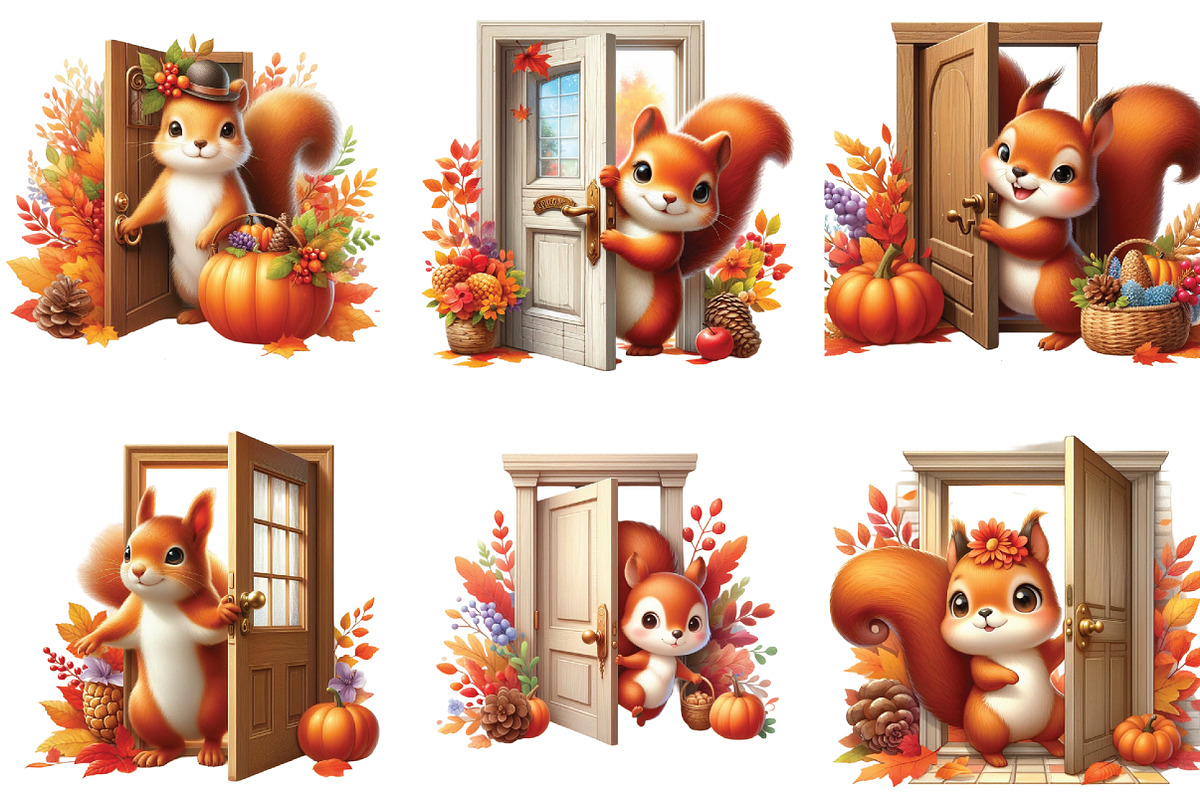 Cute Autumn Squirrel with House, a Seasonal Illustration by Craft Nest (Photo 3 of 4)