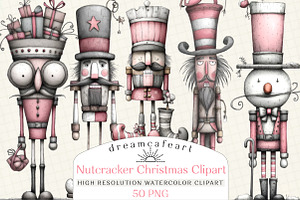 Quirky Nutcracker Christmas Clipart, an Illustration by DreamCafeArt