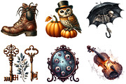 VIntage Hallloween Stickers Bundle, a Seasonal Illustration by DreamArtGraphic (Thumbnail 4 of 5)