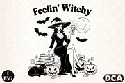 Halloween Vintage Witch Feelin Witch, an Illustration by DreamCafeArt (Thumbnail 1 of 7)