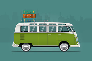 Old School Travel Bus. Vector.