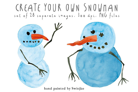 Watercolor Snowman Christmas preview 3
