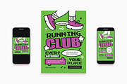 Green Doodle Running Club Flyer Set, a Flyer Template by Aiyari Graphic (Thumbnail 1 of 3)