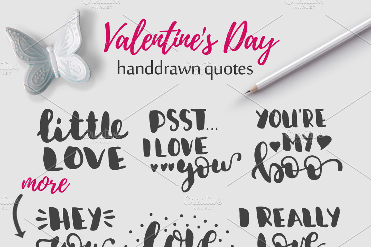 10 Valentine's Day handdrawn quotes., a Texture Illustration by Wewhitelist (Photo 2 of 9)