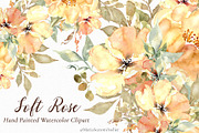 Soft Rose - Watercolor Clipart, an Illustration by MariaScaroniAtelier (Thumbnail 1 of 6)