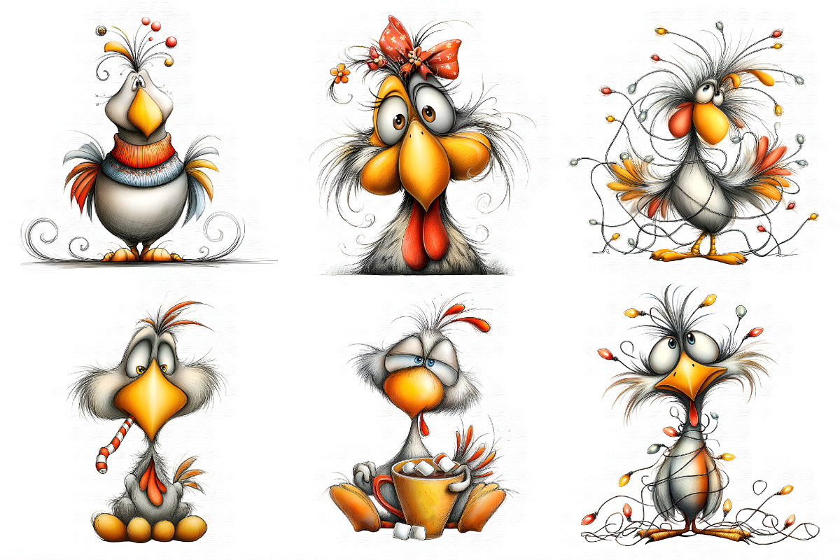 Funny Cartoon Chicken Clipart, an Illustration by Libby Wishes (Photo 2 of 7)