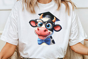 Watercolor Funny Graduation Cow PNG, an Illustration by CraftArtStudio (Thumbnail 4 of 6)