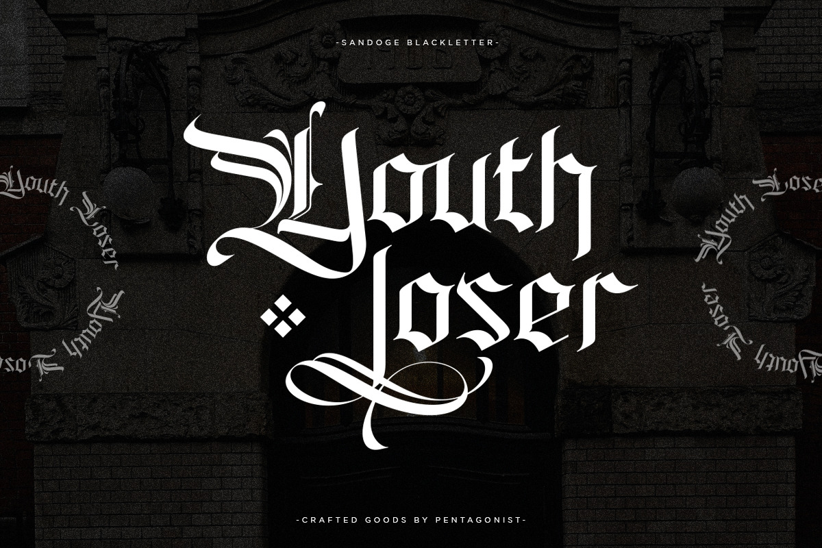 Sandoge | Blackletter Font, a Blackletter Font by Pentagonistudio (Photo 7 of 10)