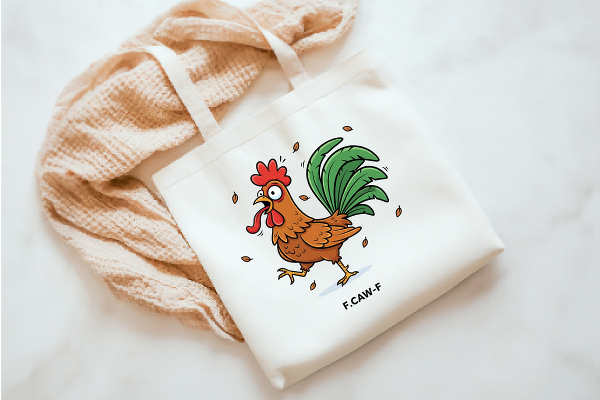 Funny Chicken F-Caw-F Rooster PNG, an Illustration by Watercolor design (Photo 3 of 3)