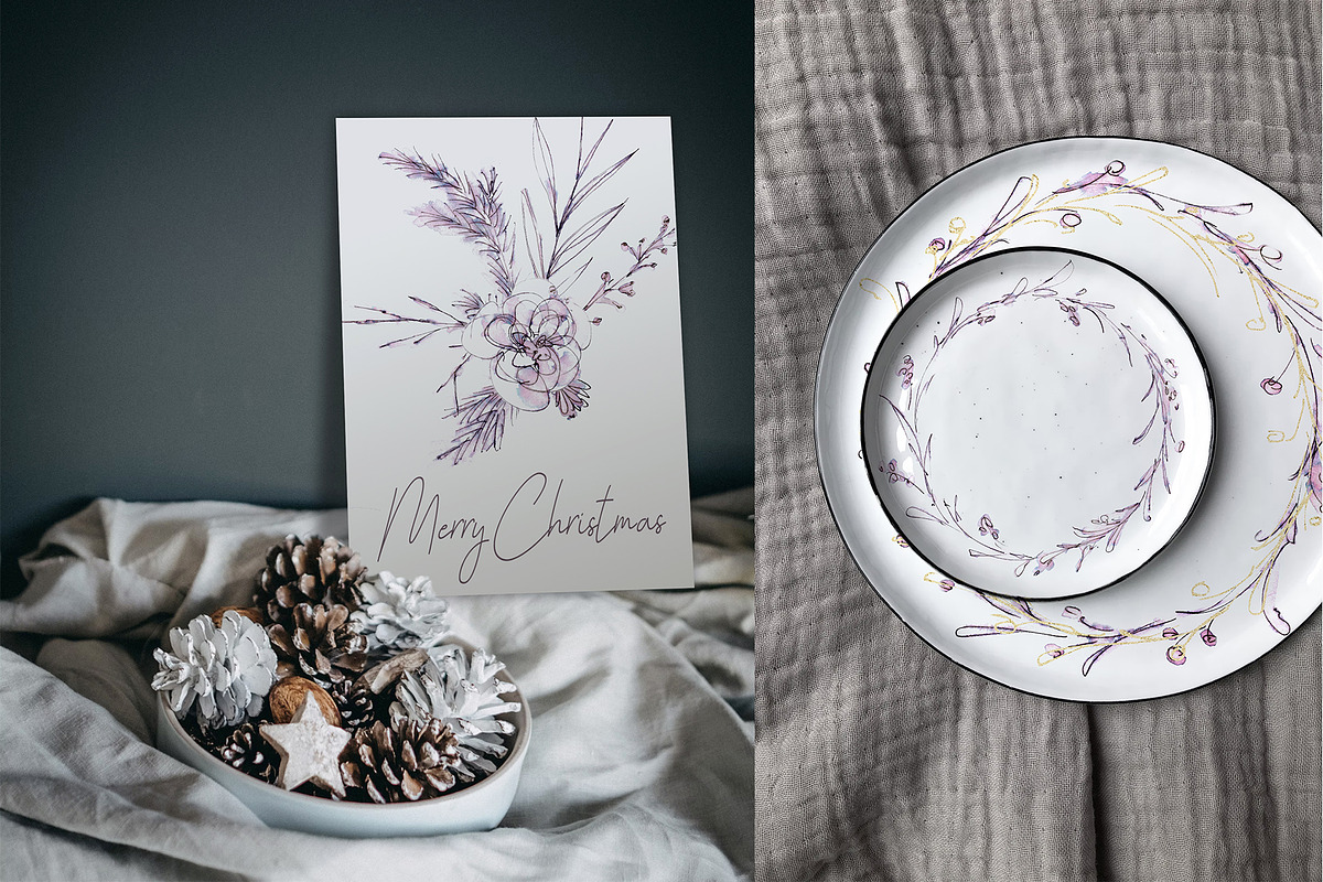 Gentle Winter. Christmas Line Art, an Animal Illustration by NataliArkushArt (Photo 3 of 17)