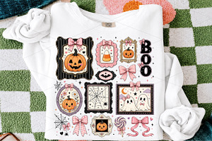 Spooky Boo Halloween Frame PNG, a Seasonal Illustration by OK Design