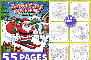 55 Santa Claus Adventures Coloring, a Decorative Illustration by Coco Bloom