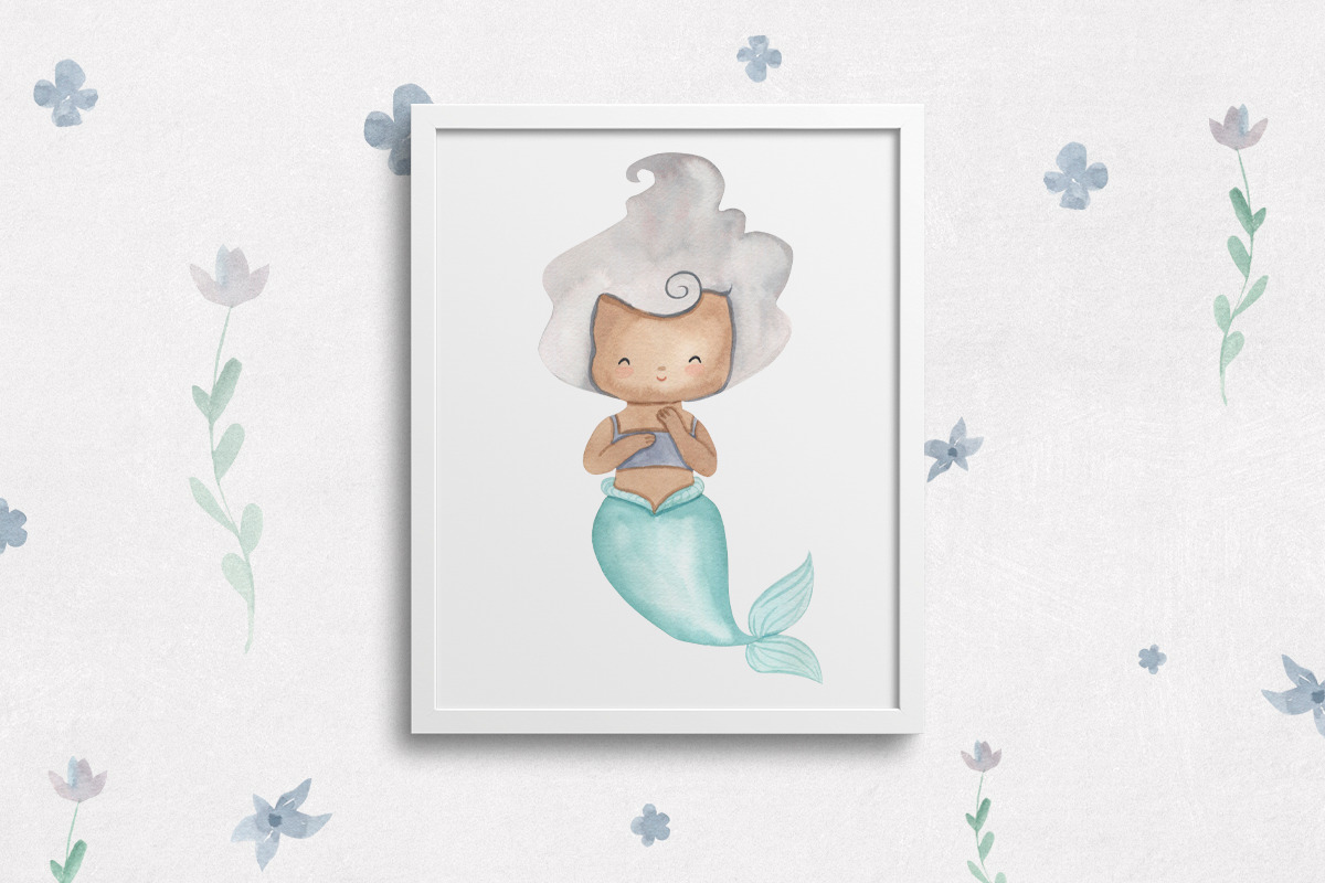 MERMAIDS clipart. Watercolor, an Illustration by OlliArtDesign (Photo 5 of 6)