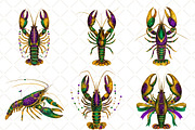 Crawfish Mardi Gras Watercolor, an Illustration by Black Bird Studio (Thumbnail 3 of 6)