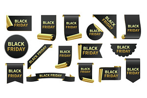 Black Friday sale ribbon labels, a Decorative Illustration by Yayasya