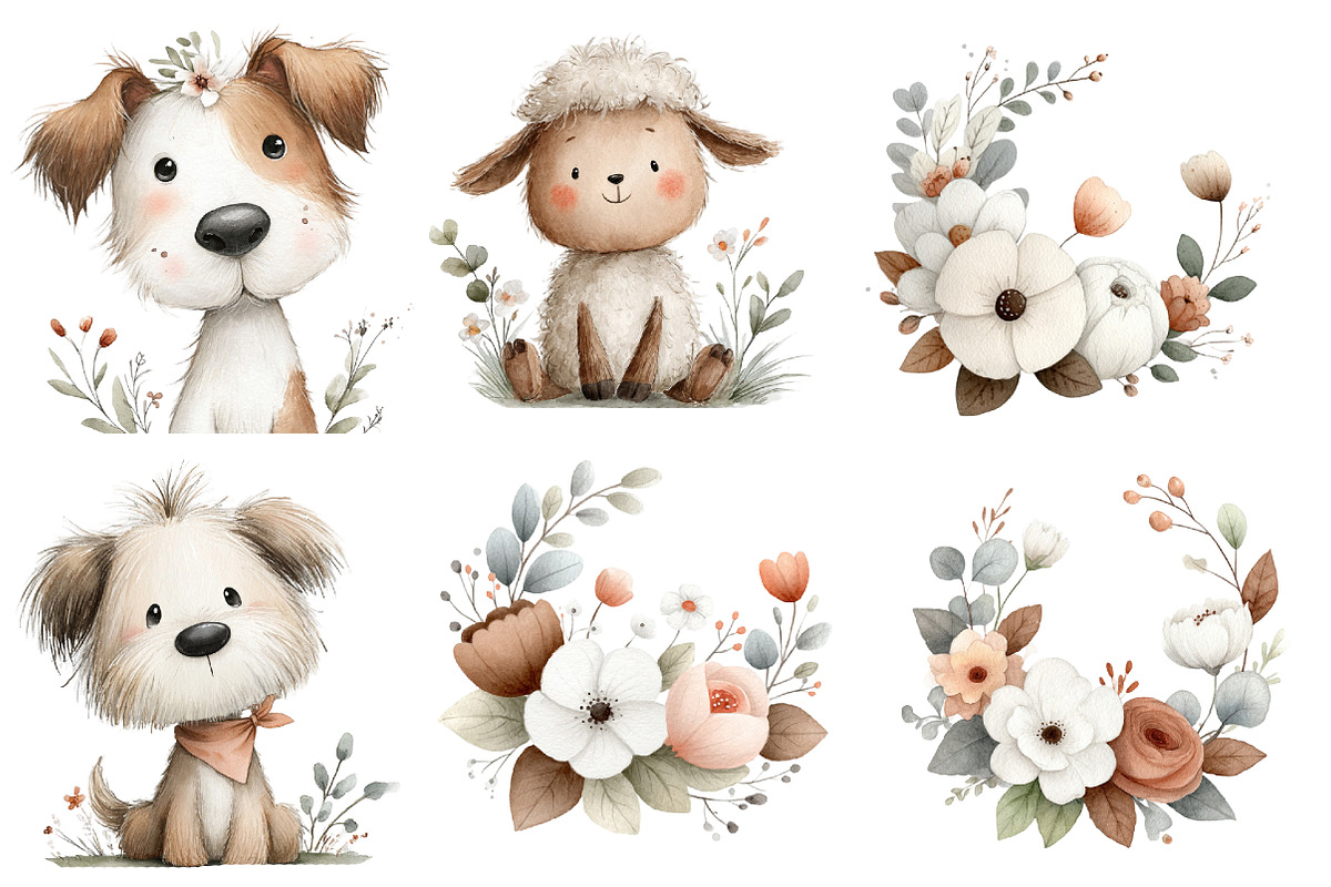 Spring Clipart Floral Watercolor Set, an Illustration by Designworld (Photo 6 of 6)