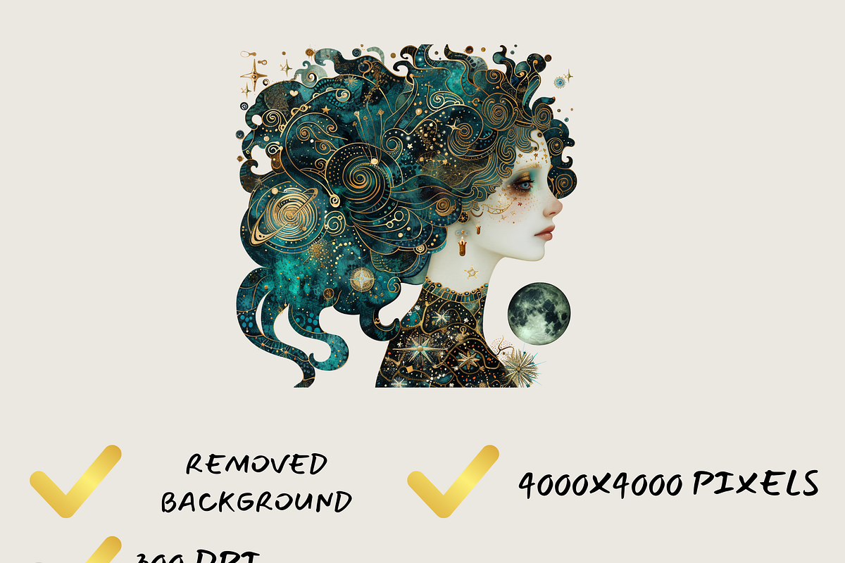 BRASS CELESTIAL CREATURES CLIPART, a Person Illustration by Daring Digies (Photo 5 of 8)