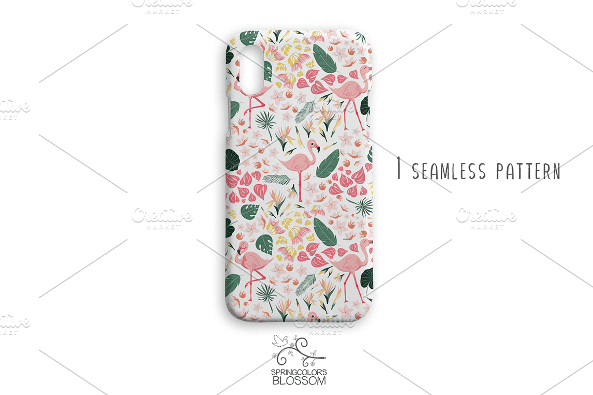 Pink Tropical Flamingo, a Pattern Graphic by Springcolors Blossom (Photo 3 of 3)
