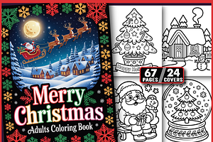 Adult Merry Christmas Coloring Pages, a Seasonal Illustration by Ink Gallery
