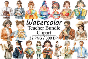 Watercolor Teacher Clipart, an Illustration by Design Market