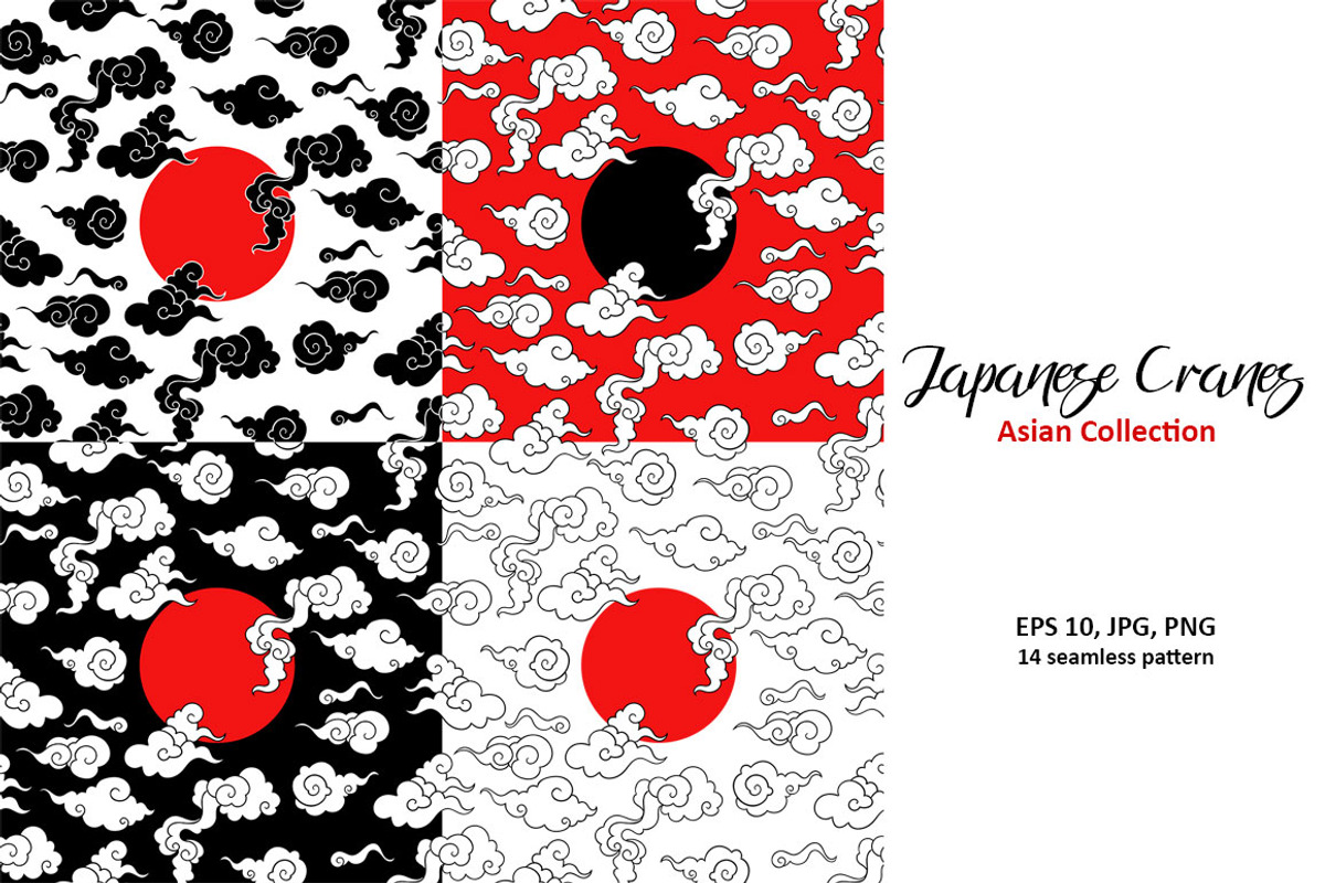 Japanese Cranes. Asian collection., a Pattern Graphic by Anastasia (Photo 9 of 11)