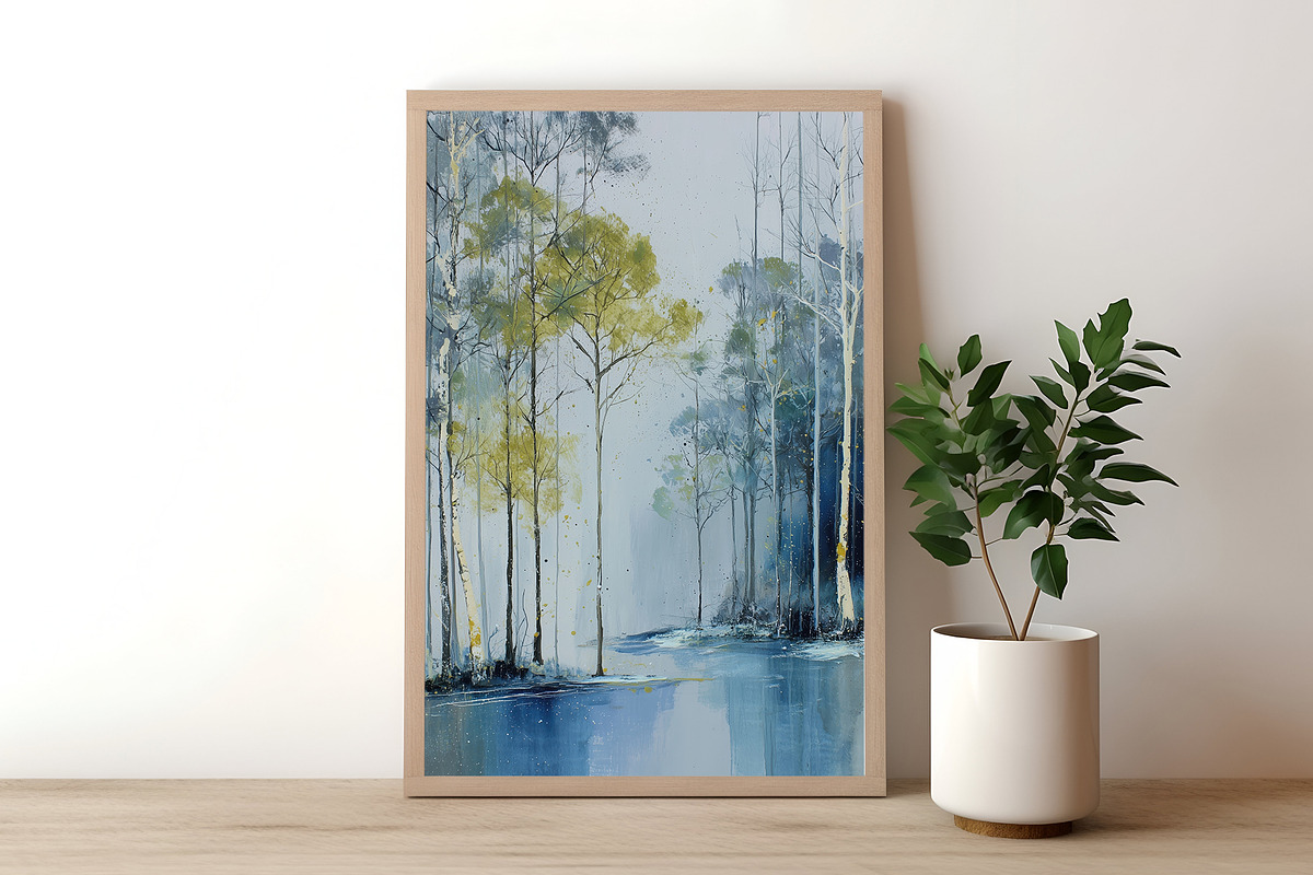 Blue Forest Landscape Art, a Decorative Illustration by Housui Patterns (Photo 12 of 12)