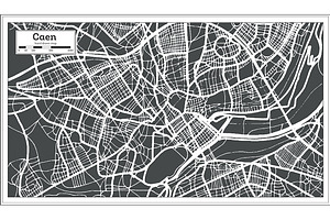 Caen France City Map In Retro Style.