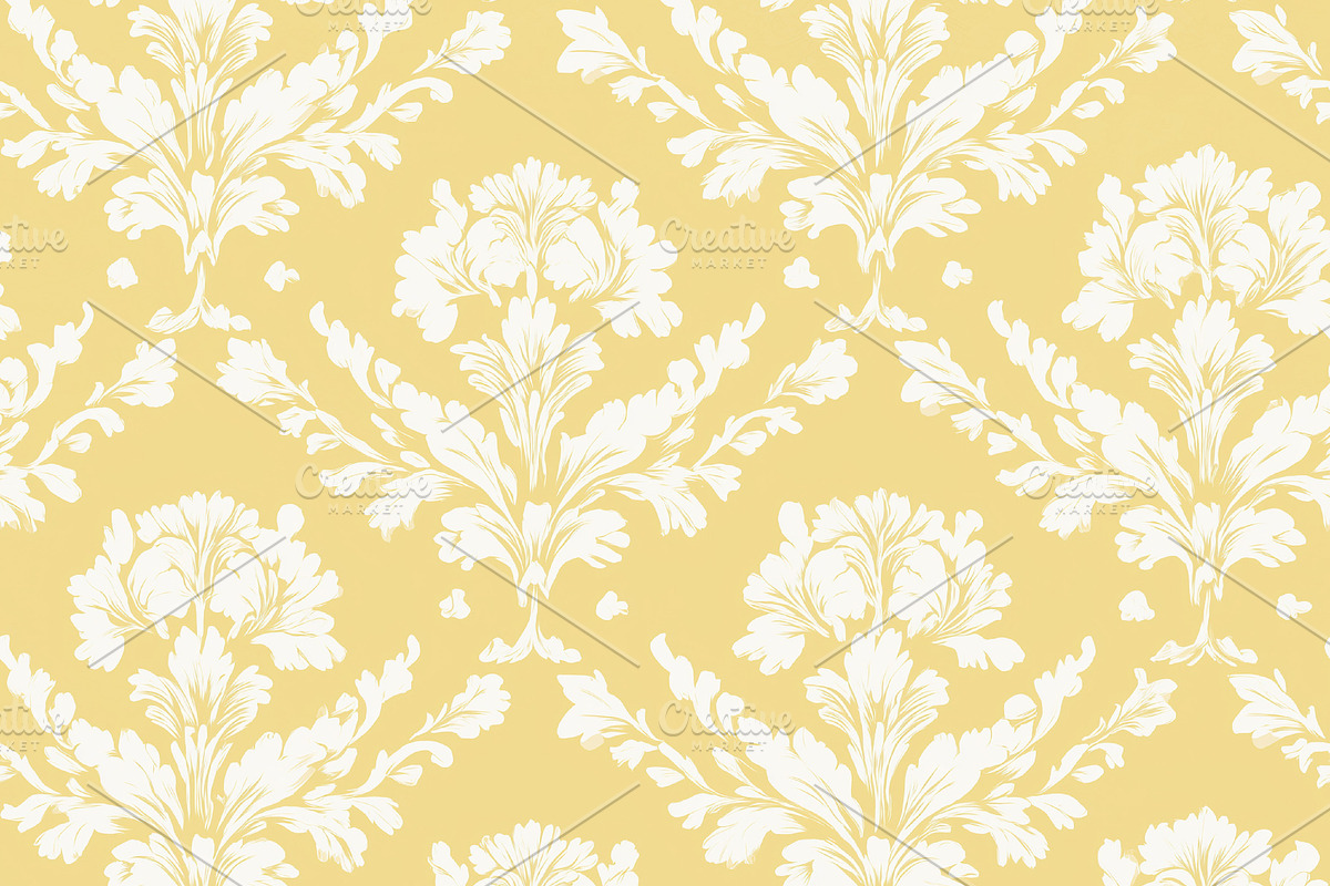 Seamless pattern, seamless damask pattern with white ornate flor, a Pattern Graphic by Studio ANNA