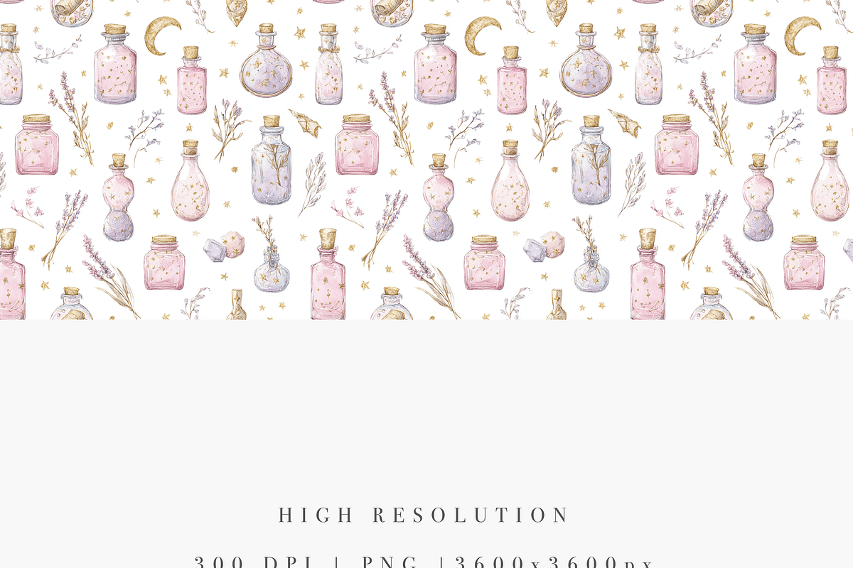 Potion Bottle Seamless Pattern, a Decorative Illustration by Pati Charm Studio (Photo 4 of 7)