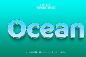 Ocean 3D Editable Psd Text Effect