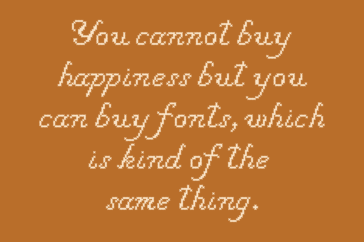 Cross Stitch Cursive Font, a Font by GG Design (Photo 8 of 10)